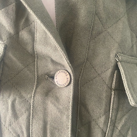 Pendleton Faux Shearling Trim Sidney Barn Coat in fatigue green - Picture 14 of 16